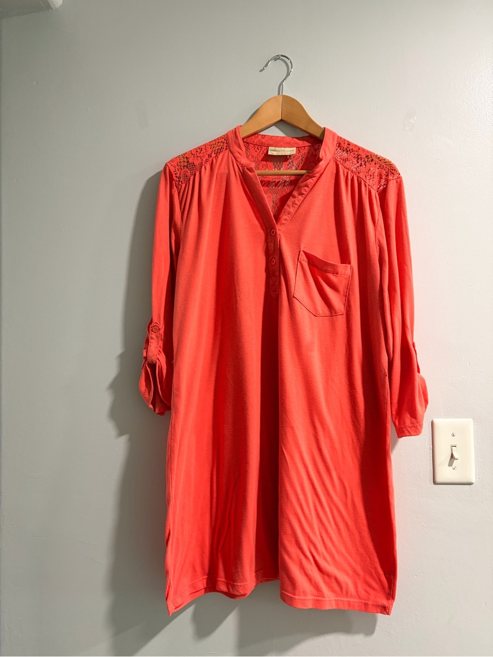 Women’s Coral Lace-Yoke Tunic Top
